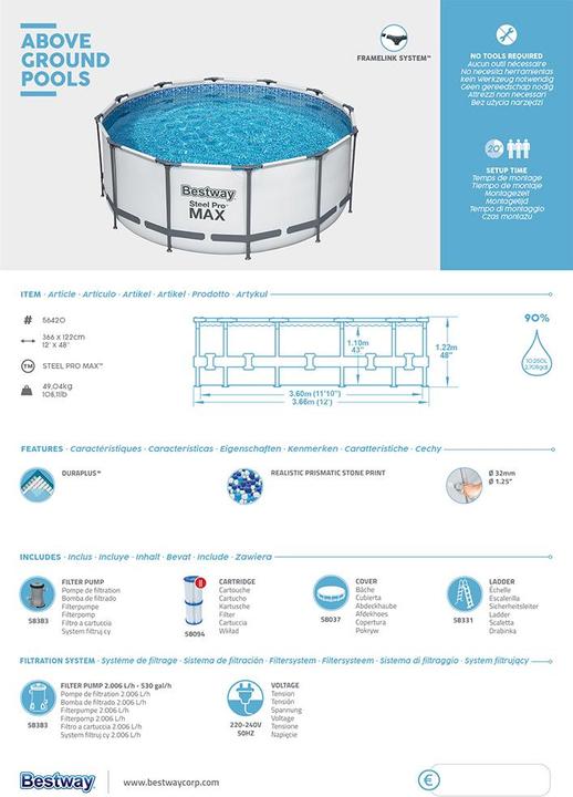 Actual product image Bestway Steel Pro Max Set (Ø 366 x 122 cm)