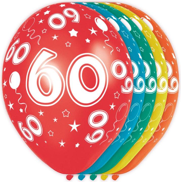 Actual product image Folat 60th birthday balloons: decoration round birthday (5 x)