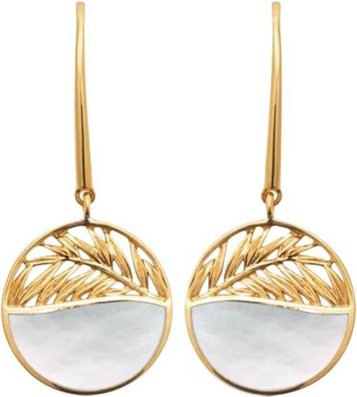 Image du produit Lara BOUCLE d'orilles PENDANTE Plaqué or - NACRE - FEUILLE