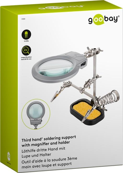 Produktbild Goobay Löthilfe dritte Hand mit Lupe und Halter (Stütze/Hand)