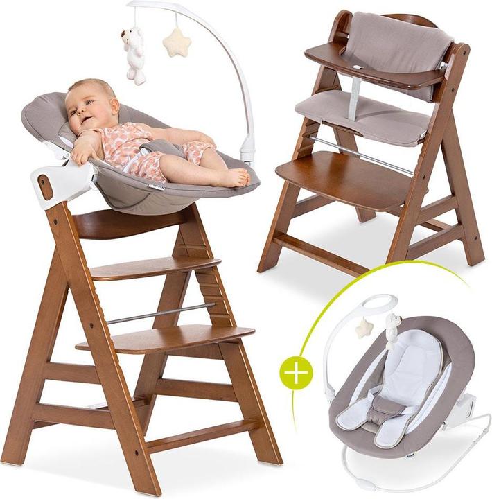 Actual product image Hauck Highchairs Alpha Plus Walnut Newborn Set Deluxe - 4 pcs. (High chair booster seat)
