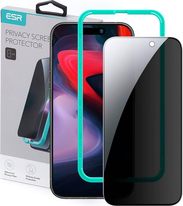 Actual product image ESR Tempered glass privacy screen protector (1 Piece, Apple iPhone 15 Pro Max)