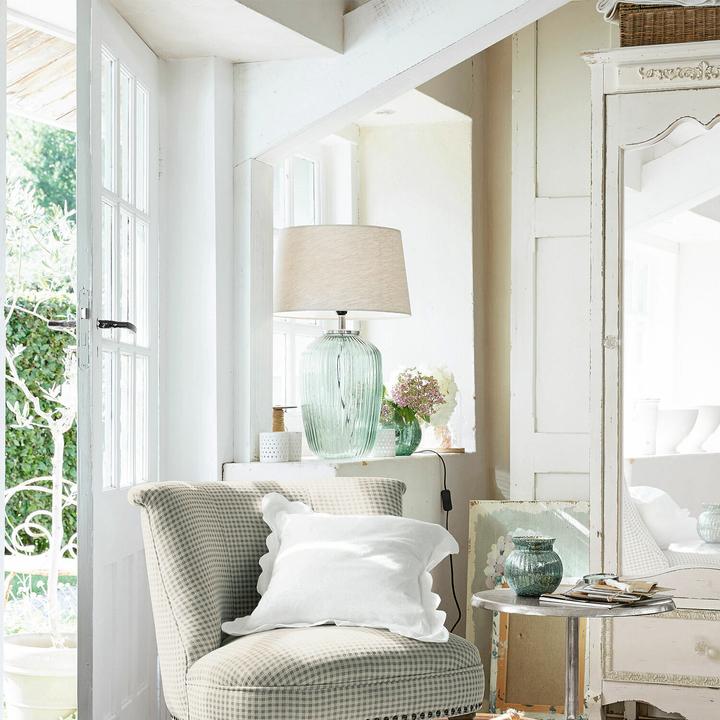 Actual product image Loberon Table lamp Fenis cream/green (E27)