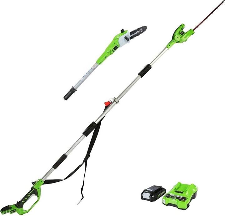 Image du produit Greenworks G24PSHK2 Taille-haies sans fil 2 en 1 avec batterie 2Ah et chargeur (Taille-haies sans fil)