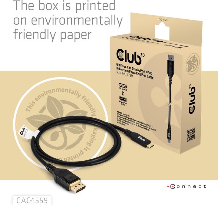 Actual product image Club 3D USB Type C - DisplayPort (1 m, USB Type C, DisplayPort)