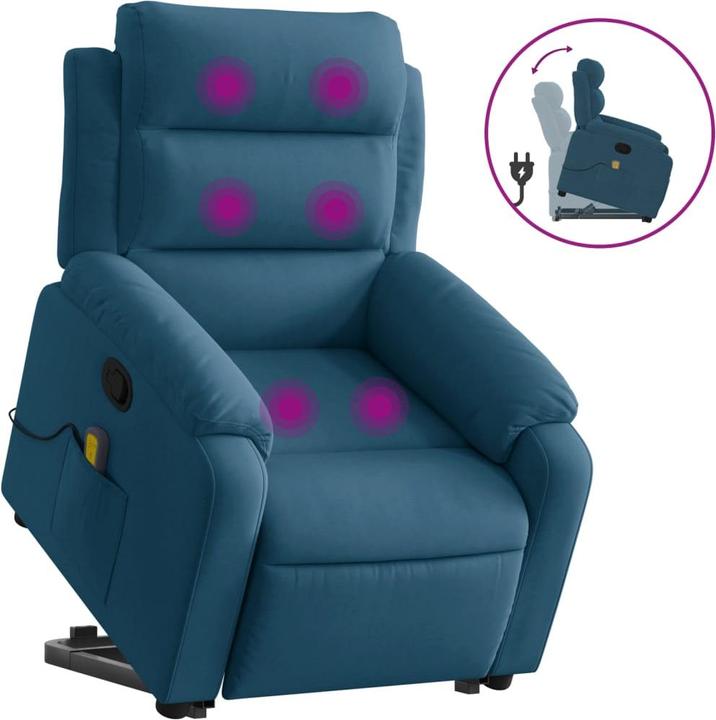 Actual product image VidaXL Massage armchair with stand-up aid TV armchair Relax armchair blue velvet