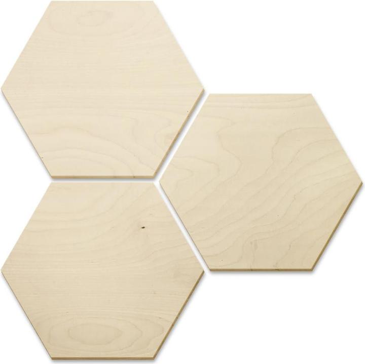 Produktbild Trenddeko Hexagon - Holz Birke-Furnier (3er Set) (35 x 30 cm)
