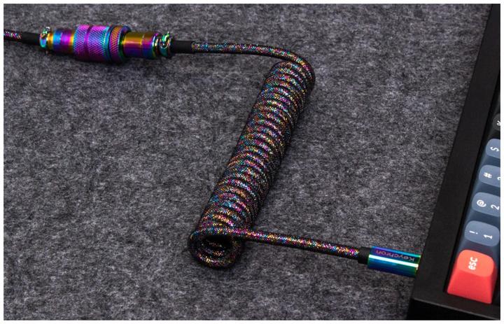 Actual product image Keychron Key RB Premium Coiled Cable Black Angled Cab-7