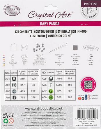 Image du produit Craft Buddy Baby Panda, Carte 18x18cm Crystal Art