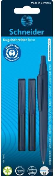 Actual product image Schneider Biros Reco retractable mechanism M blue PU=2 pieces blister (Blue, 2 x)