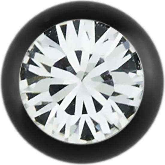 Produktbild Star Piercing Micro Kugel Absolute Black mit Swarovski silber (Chirurgenstahl 316L, ohne Messing)