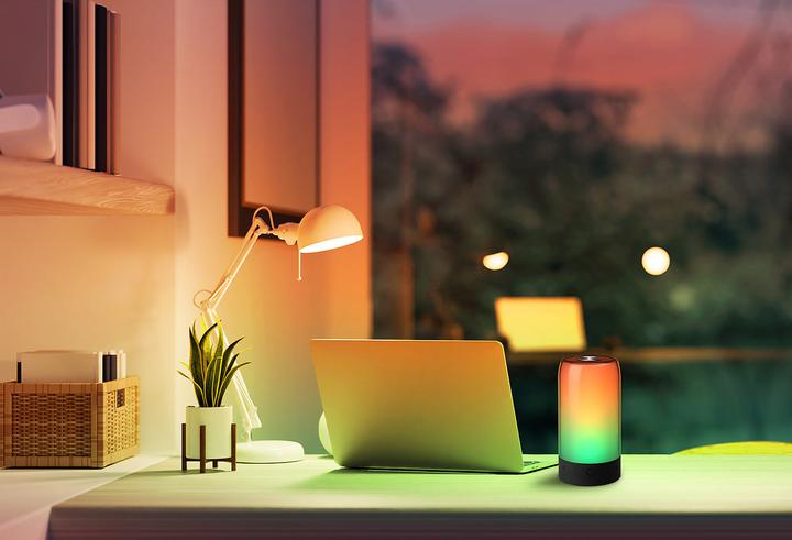 Produktbild Luminea 2er-Set smarte Stimmungsleuchten, RGB-IC-LEDs, 15 Modi, WLAN, schwarz