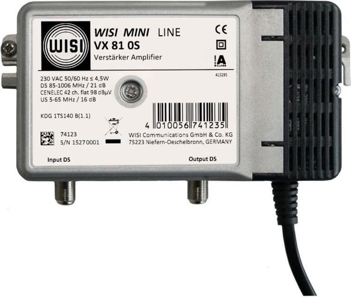 WISI Amplificateur VX 81 0S BK 1GHz 18-21dB Régulateur intégré, certifié pour KDG (Amplificateur)