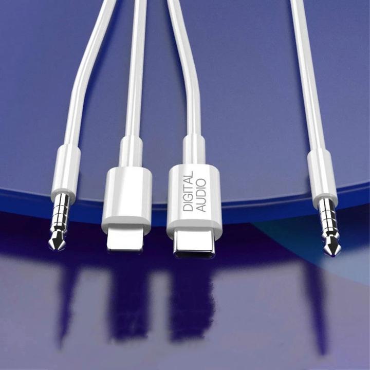 Actual product image Apfelkiste Lightning / 3.5mm AUX / USB C auf 3.5mm AUX Musik Adapter Kabel Konverter - 120cm (3.5mm jack, Lightning, USB Type C, 3.5mm jack)
