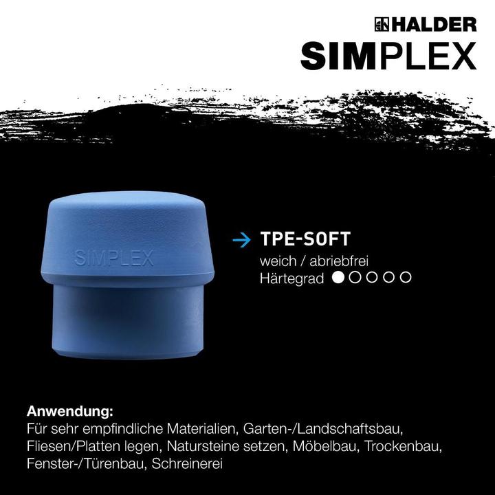 Actual product image Halder SIMPLEX-Plusbox starter kit, SIMPLEX soft-face mallet D60, rubber composition with stand / (2600 g)