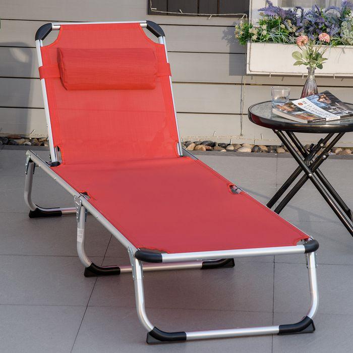 Image du produit Swisshandel24 Chaise longue de jardin Alu Chaise longue en tissu Chaise longue de relaxation réglable en 5 (165 cm)