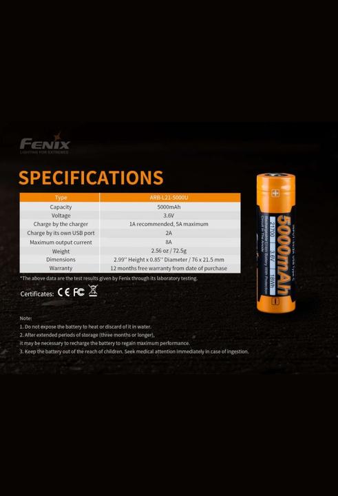 Productafbeelding Fenix Batterij ARB-L21-5000U