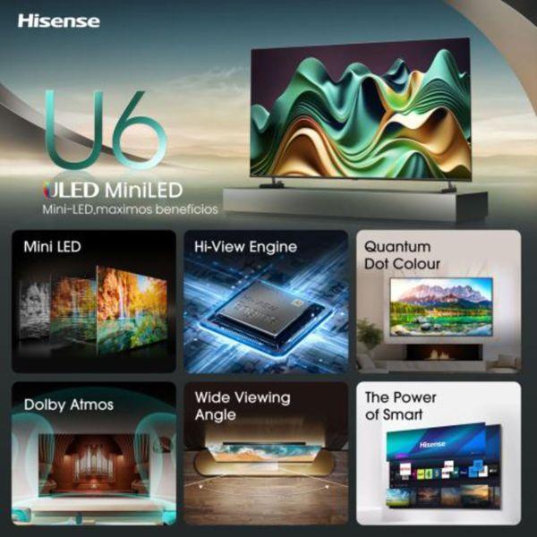 Actual product image Hisense TV 75U6NQ (189 cm (75 inch), black/dark grey, UltraHD/4K, Triple Tuner, Mini LED) (75", LED, 4K, 2024)