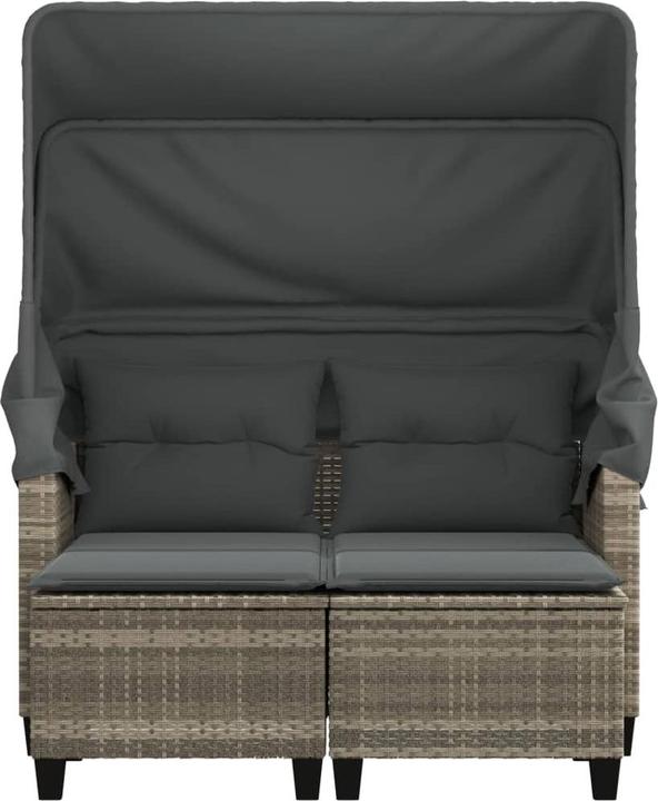 Image du produit VidaXL Canapé de jardin 2 places avec toit et poufs