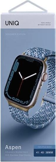 Produktbild Uniq pasek Aspen Apple Watch 40/38/41mm Series 1/2/3/4/5/6/7/8/SE/SE2 Braided DE modry/cerulean blue