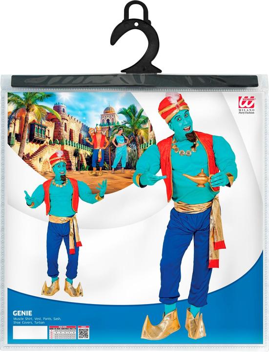 Image du produit Widmann 1001 Nacht Aladin Flaschengeist Kostüm mit Muskelhemd, Weste, Hose, Schärpe, Schuhüberzieher, Turban (XXL)