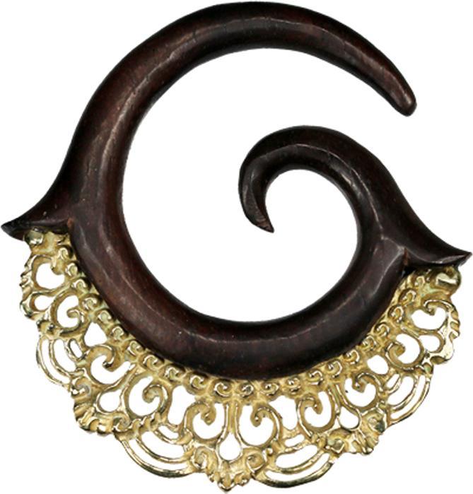 Immagine prodotto Star Piercing Spirale per il peso dell'orecchio con pettine in legno di Narra (Organico, Ottone)