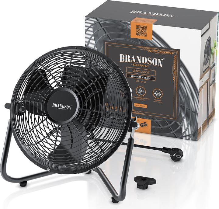 Image du produit Brandson Machine à vent 23,5cm Ø, ventilateur de sol, métal, tête de ventilateur inclinable, ventilateur (55 dB)