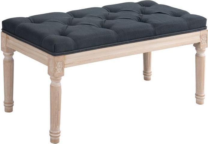 Produktbild Swisshandel24 Polsterbank Sitzbank Vintage Bettbank, Flurbank mit Knöpfen, Leinenoptik, bis 120 kg Belastbar, 80x4 (80 cm)