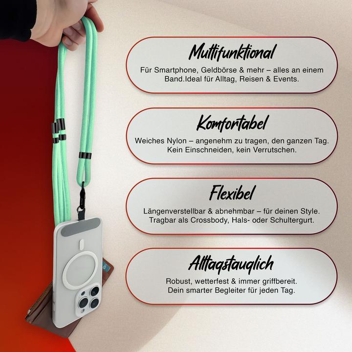 Actual product image Nalia HoldMe Lanyard Handykette - Universal Trageband für Smartphones - Verstellbar, Soft & Elastisch