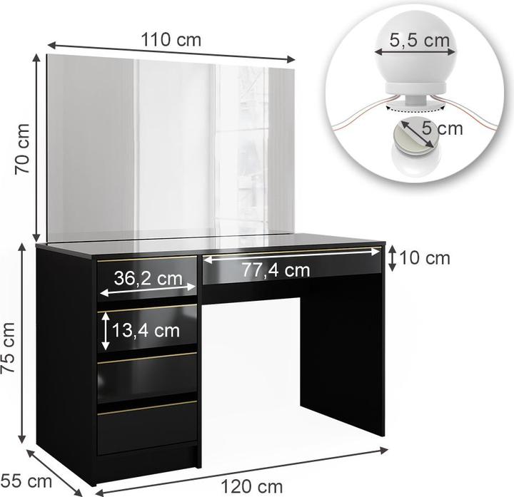 Actual product image Vicco Sherry with lighting (120 x 75 x 55 cm)