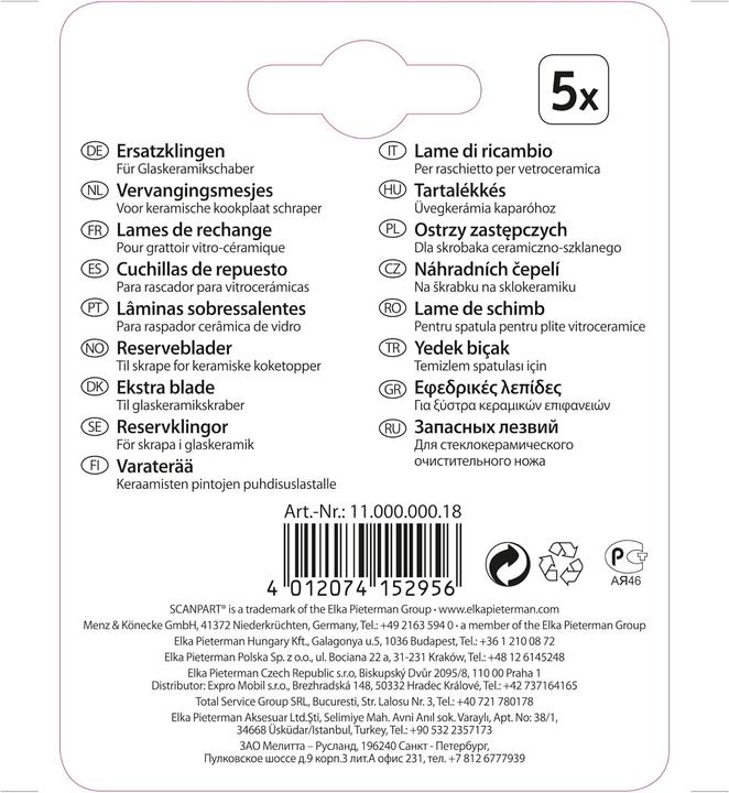 Produktbild Scanpart Ersatzklingen f?r Glaskeramik-Schaber, 5 St?ck (Ersatzklinge)