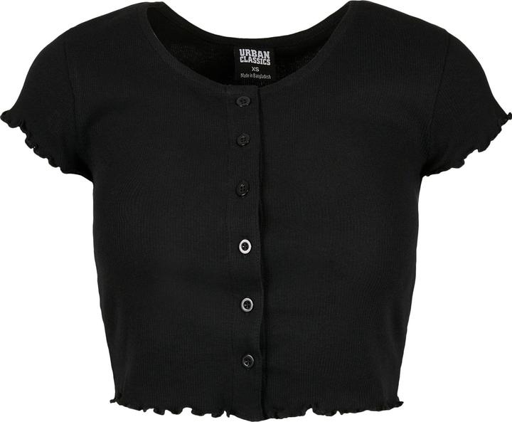 Urban Classics Ladies Cropped Button Up Rib Tee