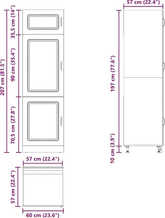 Immagine prodotto VidaXL Mobiletto da cucina Kalmar in legno recuperato con effetto legno bianco (60 x 57 x 207 cm)