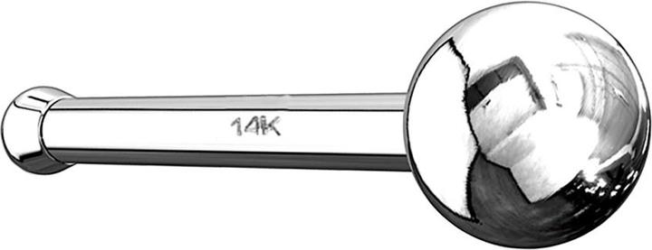 Actual product image Star Piercing Nose stud straight 14k white gold with ball (14k gold, without brass)