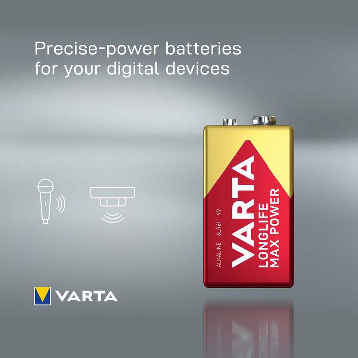 Actual product image Varta Longlife Max Power (1 pcs., 9V Block, 580 mAh)