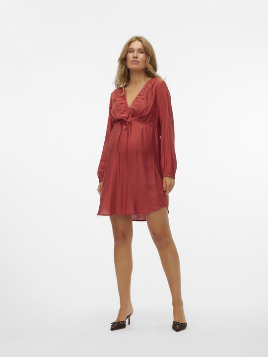 Produktbild Mamalicious Normal geschnitten V-Ausschnitt Elastische Bündchen Kurzes Kleid Kleid (L)