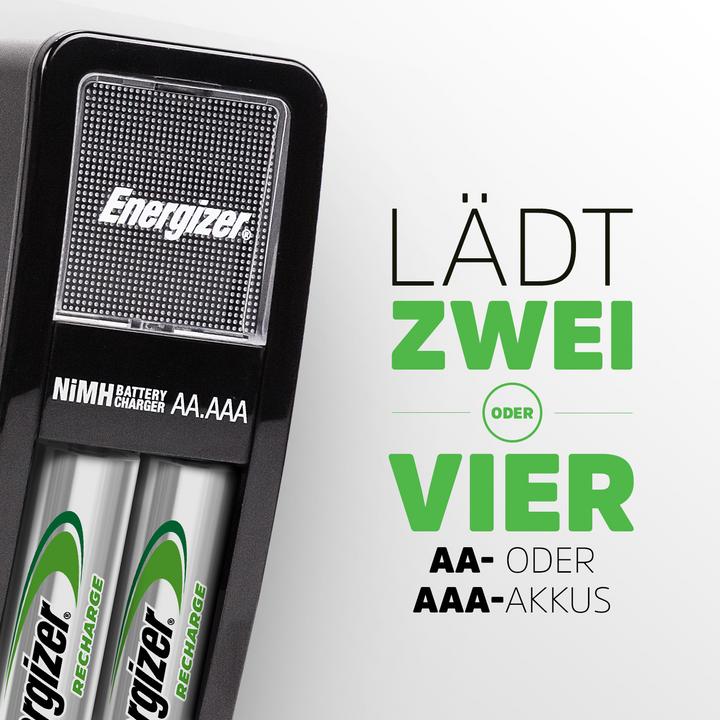 Produktbild Energizer Recharge Mini (2 Stk., AA, 2000 mAh, Ladegerät inkl. Akku)
