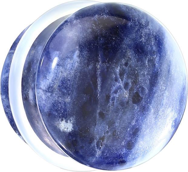 Star Piercing Flared Plug aus Sodalith Stein mit O-Ring (ohne Messing, Mineralisch)