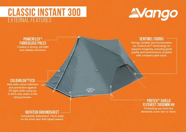 Image du produit Vango Classic Instant 300 (Tente tunnel, 7 kg, 3 personnes)