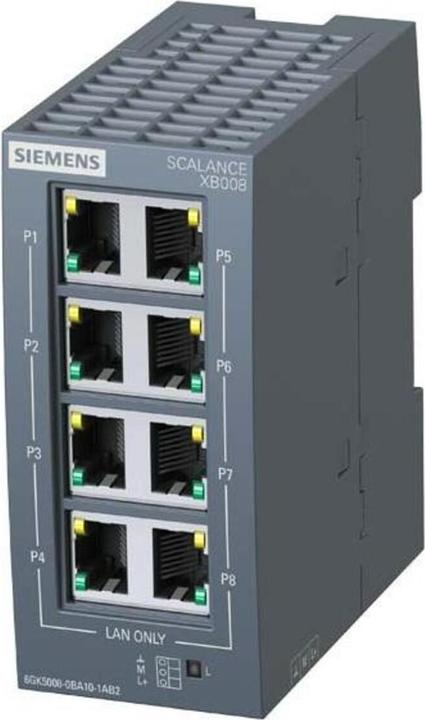 Actual product image Siemens 6GK5008-0BA10-1AB2 SCALANCE XB008 unmanag.Industrial Ethernet Switch