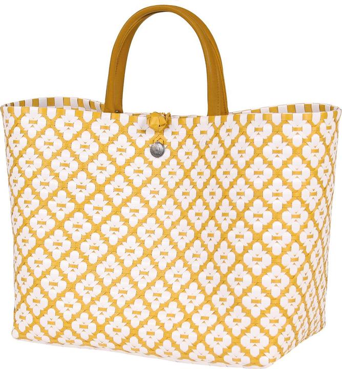 Handed by Motif Bag Shopper L mustard with white pattern