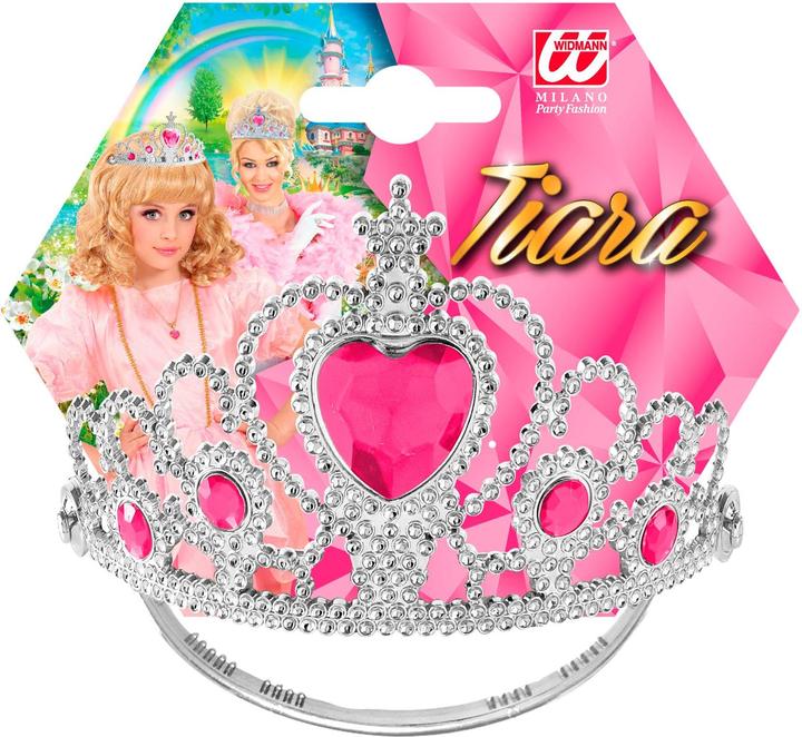 Actual product image Magni Tiara silver with pink gemstones