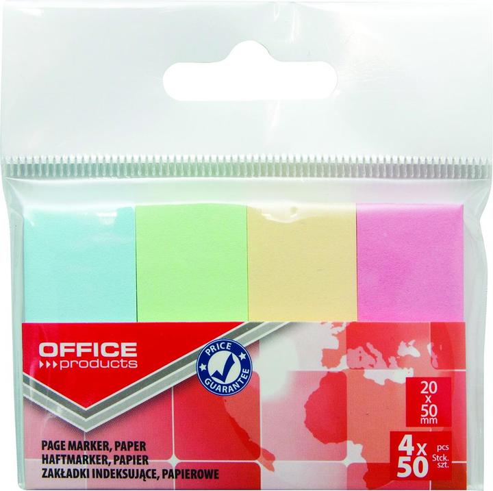 Actual product image Office Products Filing register paper, 20x50 mm, 4x50 registers, polybag, assorted pastel colours (9 x 5 cm)