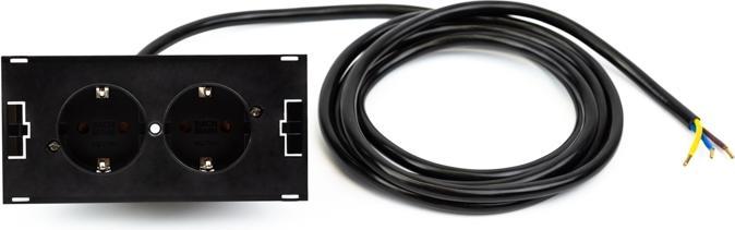 Productafbeelding Bachmann DUE Indoor 2AC Uitgangen 2m Zwarte Verlengkabel (2 x, CEE 7/3, 2 m)