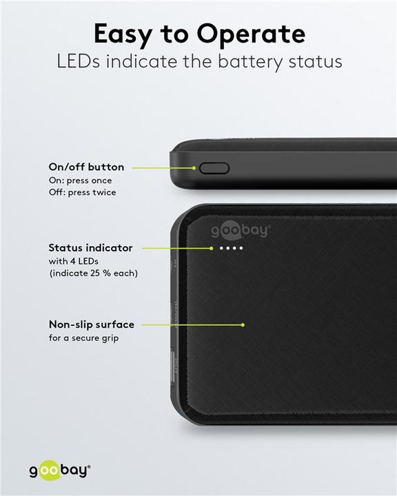 Image du produit Goobay Banque d'alimentation Slimline 10 000 mAh (10000 mAh, 37 Wh)