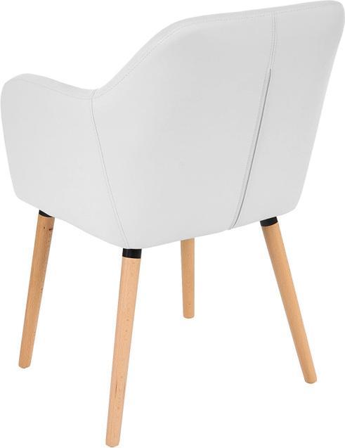 Immagine prodotto Swisshandel24 Sedia da pranzo Malmö T381, Sedia da cucina, design retrò anni '50 in ecopelle, bianco, gambe