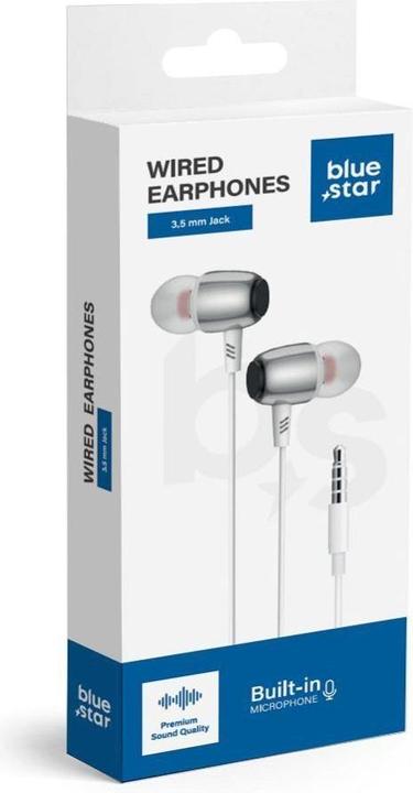 Actual product image BlueStar Wired headphones Blue Star BLUE STAR wire earphones Jack 3,5 mm with microphone M09 1,2 m white (Cable)
