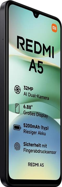 Image du produit Xiaomi Redmi A5 4G (64 Go, Midnight Black, 6.88", Double SIM + SD, 32 Mpx, 4G)
