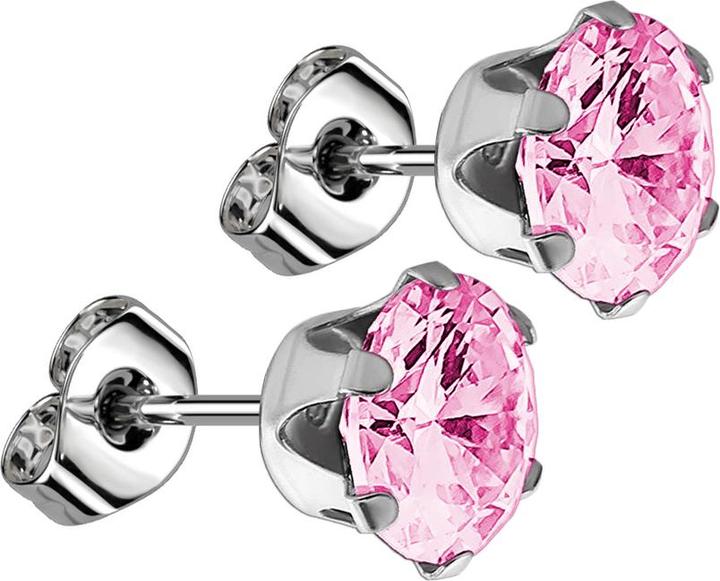 Image du produit Star Piercing Boucles d'oreilles avec cristal rond rose (sans laiton, Acier chirurgical 316L)