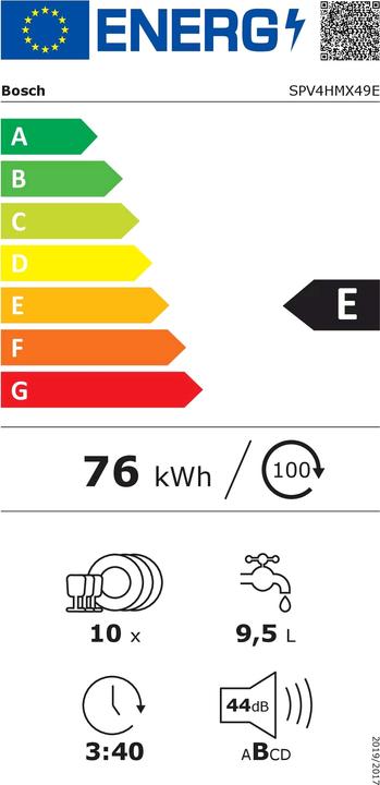 Etichetta energetica Bosch Hausgeräte Serie 4 SPV4HMX49E